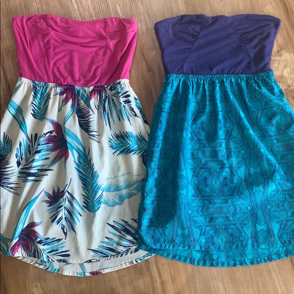 2 Pattern roxy strapless dresses
